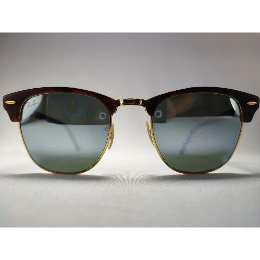 Ray-Ban RB3016 Clubmaster 51mm Tortoise Gold Green Lens Sunglasses